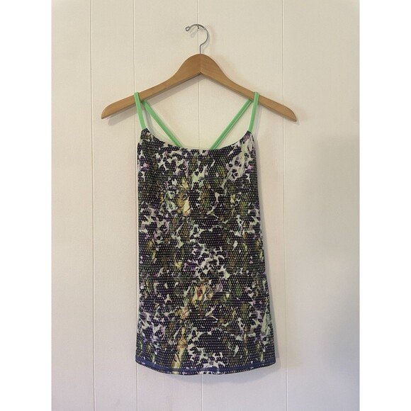 LULULEMON Dancing Warrior Tank Top Power Bra Women’s Size 6 Athletic Gym Floral - Picture 10 of 13